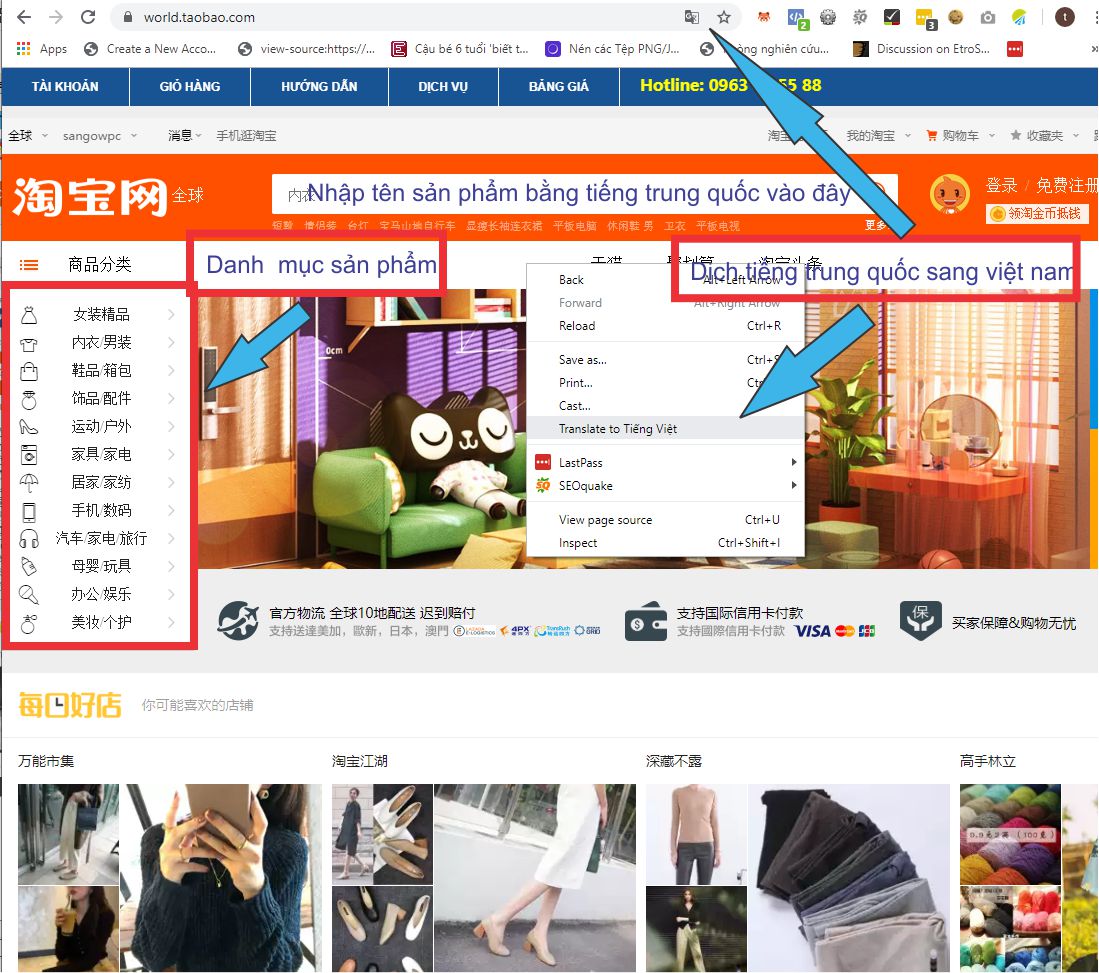 Làm quen giao diện đặt hàng trung quốc website taobao.com